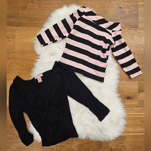 Bandolino Tops - Vintage Bandolino Pink & Black Striped Long Sleeve Tee